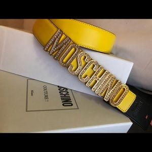 Yellow Studded Moschino belt